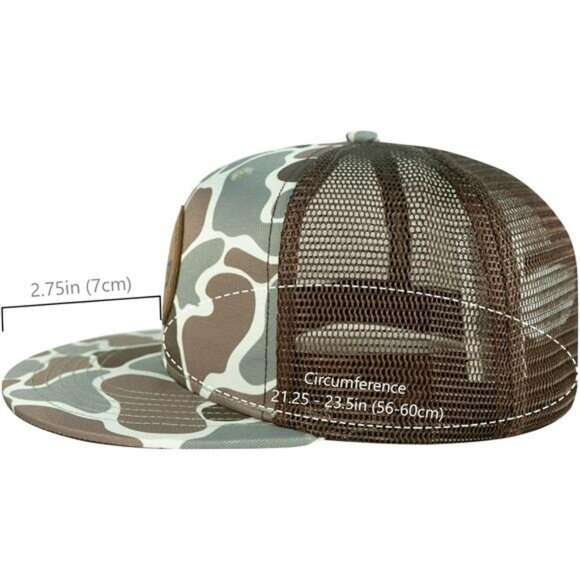 Flat Brim Trucker Hat Adjustable Snapback Mesh Back Cap for Men Women - Picture 3 of 6